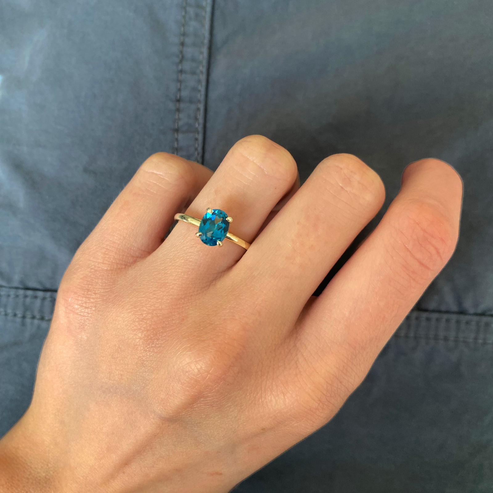 9ct Yellow Gold Round Brilliant Cut Blue Topaz Diamond Set Ring – Zamels